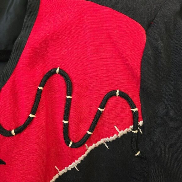 Vintage Art To Wear Bohemian Mixed Media Tee Black Animal Print Jacket Size M - Picture 5 of 7